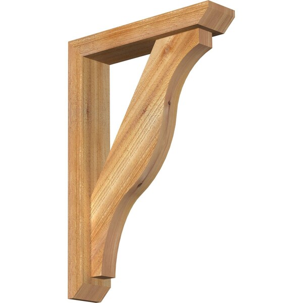 Ekena Millwork Funston Slat Rough Sawn Bracket w/ Offset Brace, Western Red Cedar, 4"W x 18"D x 26"H BKT0402X18X26FST06RWR - main